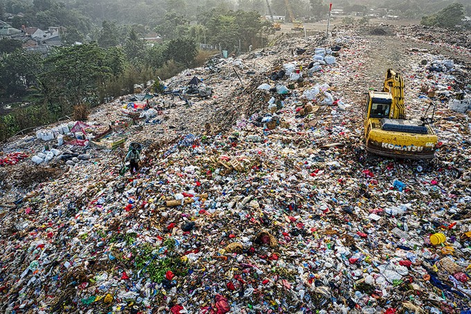 Landfill with clothes