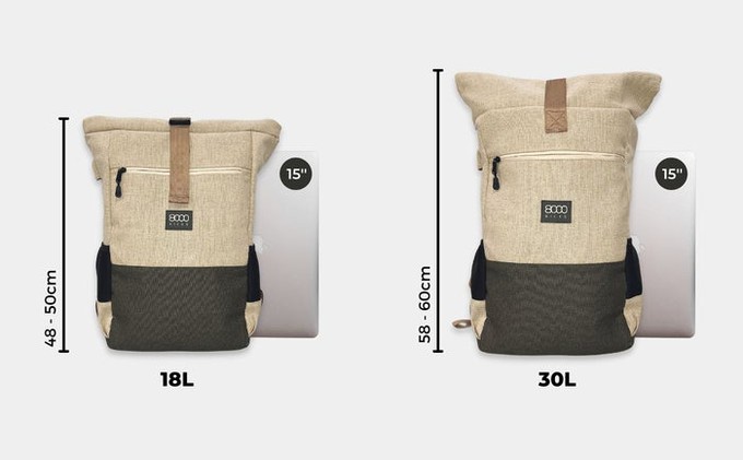 Everyday Hemp Rolltop Backpack in Beige and Red from 8000kicks