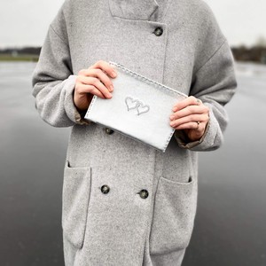 Embroidered Leather Pouch *Love Edition* in Silver from Abury