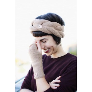 Hand-knitted Wool Headband in Light Brown from Abury