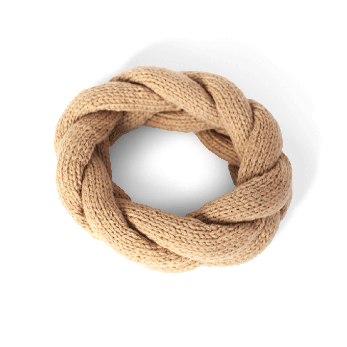 Hand-knitted Wool Headband in Light Brown from Abury