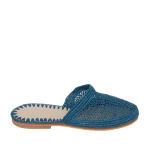 Raffia Slippers Babouche in Jeans from Abury