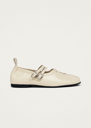 Anne Onix Cream Leather Ballet Flats from Alohas