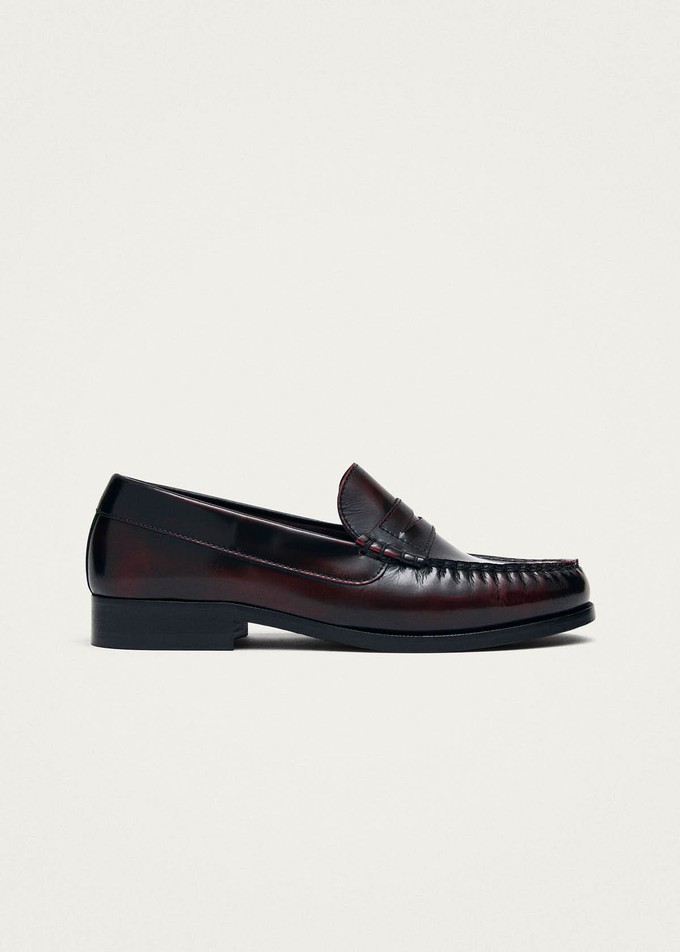Rivet Vintage Effect Burgundy Leather Loafers from Alohas
