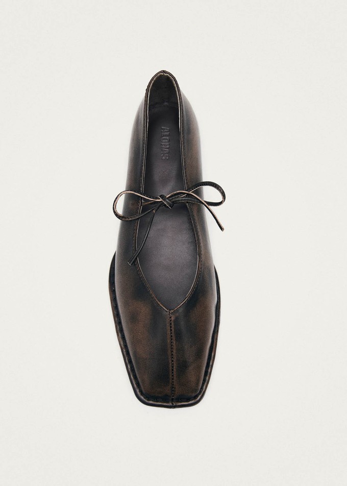 Sway Vintage Effect Brown Leather Ballet Flats from Alohas
