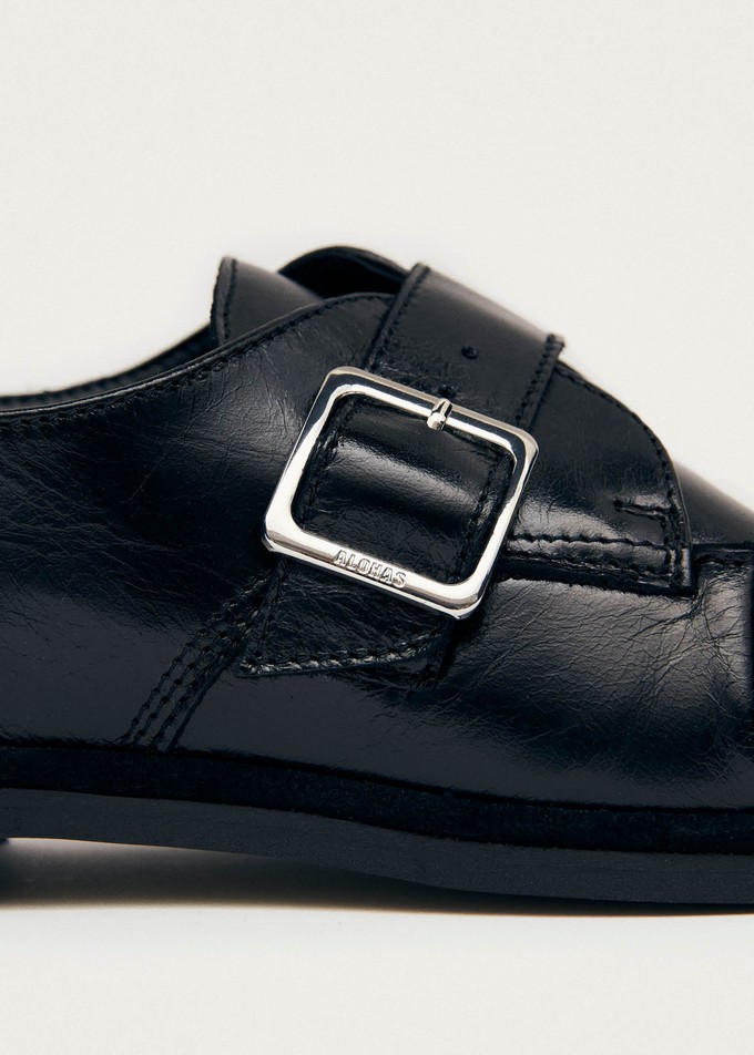 Brandy Black Leather Loafers from Alohas