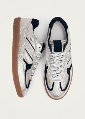 Tb.490 Grain Shimmer Silver & Navy Leather Sneakers from Alohas