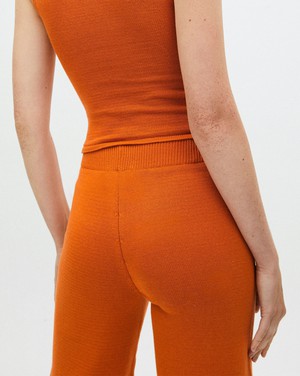 Easy Wide Knit Pants Clementine Orange from Alohas