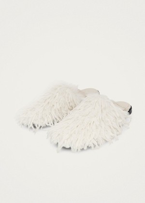 Maja Furry Cream Leather Mules from Alohas