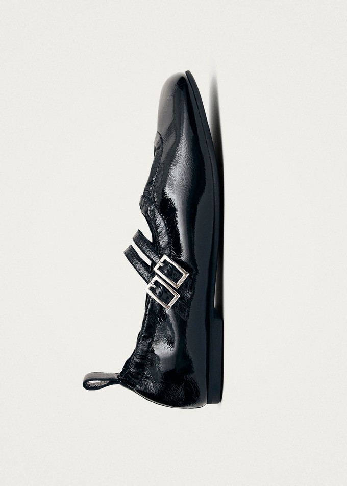 Anne Onix Black Leather Ballet Flats from Alohas