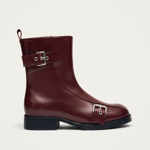 Agyness Burgundy Leather Ankle Boots from Alohas