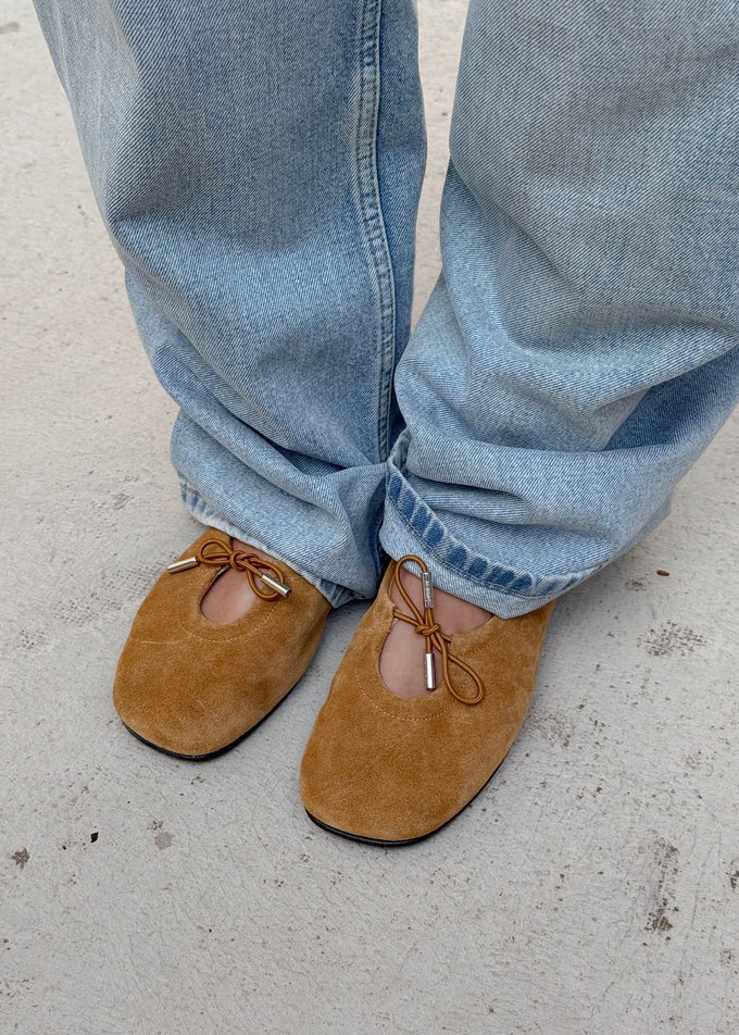 Rosalind Suede Tan Leather Ballet Flats from Alohas