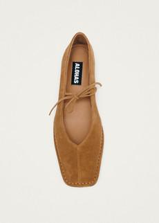 Sway Suede Tan Leather Ballet Flats via Alohas