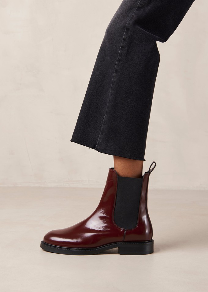 Lanz Burgundy Leather Ankle Boots from Alohas