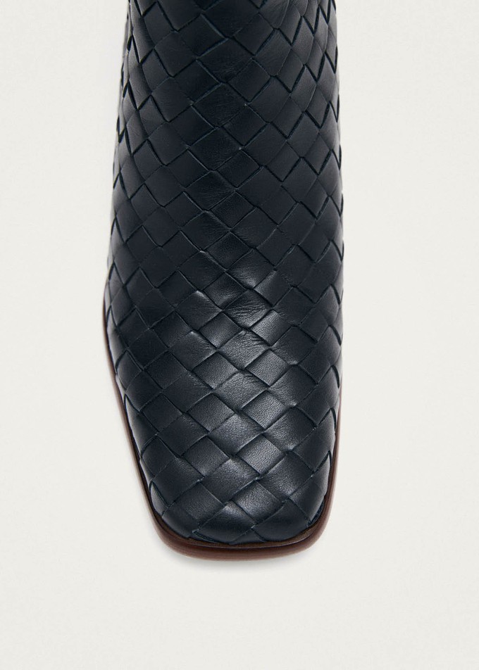 West Braided Black Leather Ankle Boots from Alohas