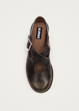 Marion Brushed Tan Leather Ballet Flats from Alohas