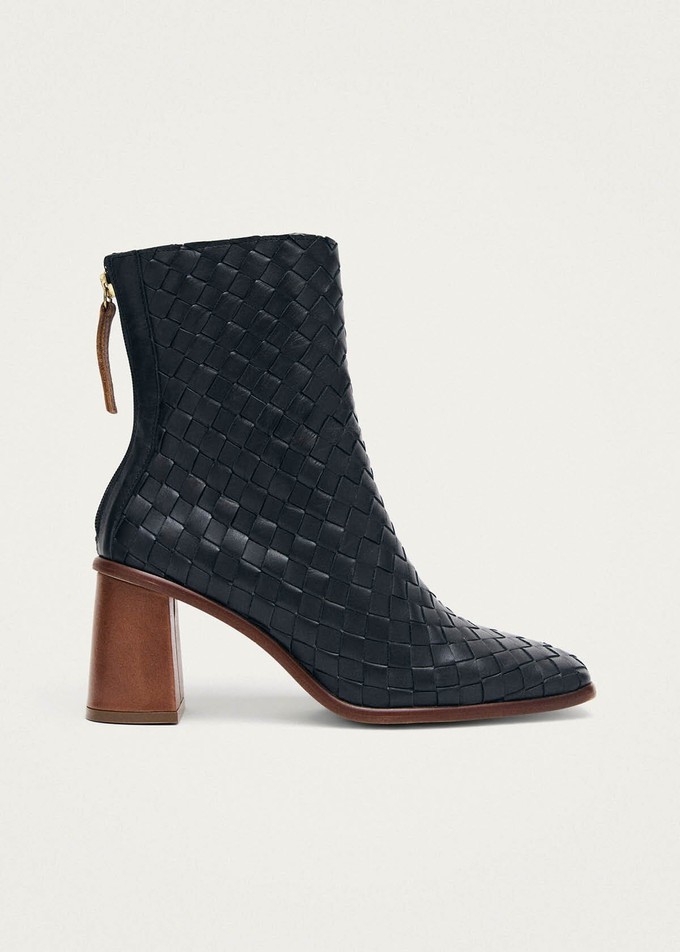 West Braided Black Leather Ankle Boots from Alohas