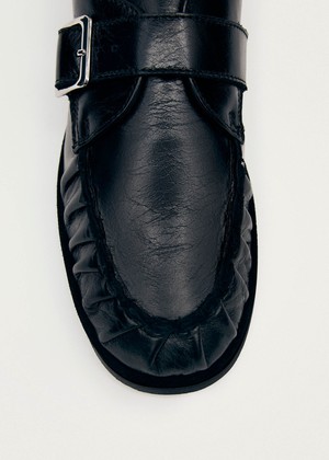 Brandy Black Leather Loafers from Alohas