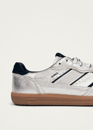 Tb.490 Grain Shimmer Silver & Navy Leather Sneakers from Alohas