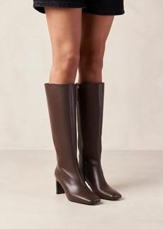 Isobel Coffee Brown Leather Boots van Alohas