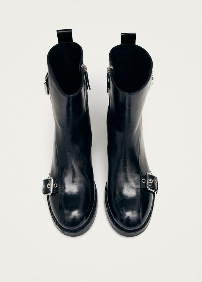 Agyness Black Leather Ankle Boots from Alohas