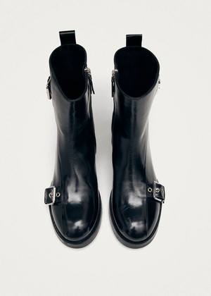 Agyness Black Leather Ankle Boots from Alohas