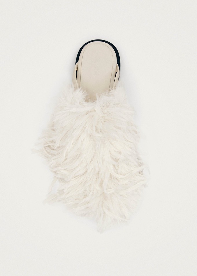 Maja Furry Cream Leather Mules from Alohas
