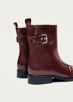 Agyness Burgundy Leather Ankle Boots from Alohas