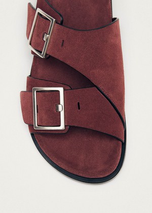 Alba Suede Burgundy Leather Sandals from Alohas