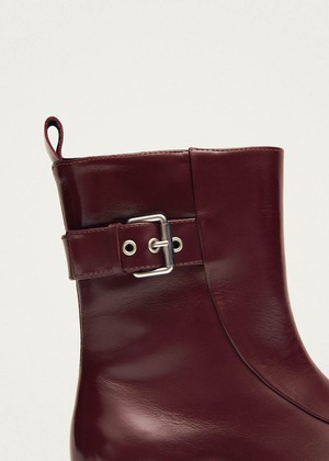 Agyness Burgundy Leather Ankle Boots from Alohas
