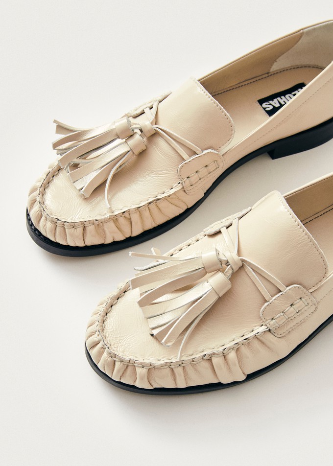 Marietta Cream Patent Leather Loafers from Alohas