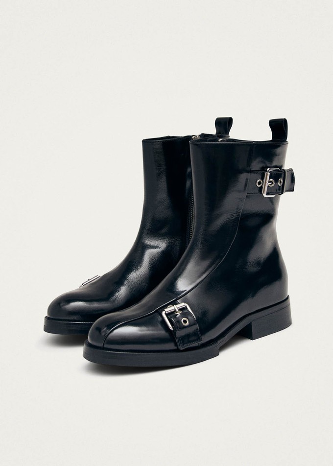 Agyness Black Leather Ankle Boots from Alohas
