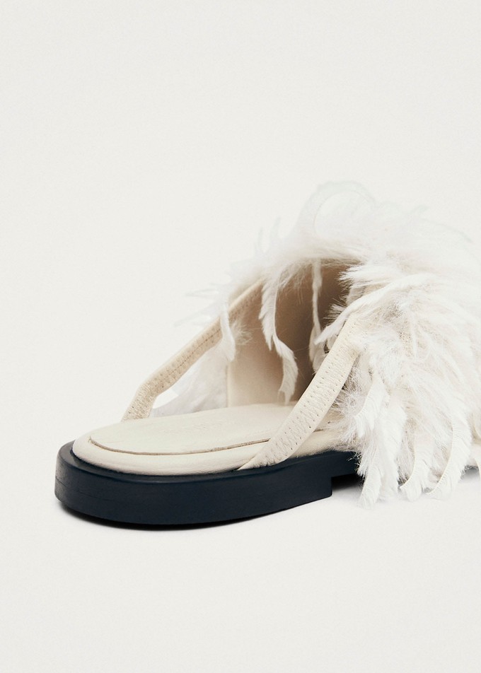 Maja Furry Cream Leather Mules from Alohas