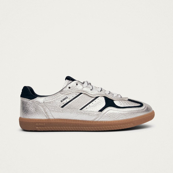 Tb.490 Grain Shimmer Silver & Navy Leather Sneakers from Alohas