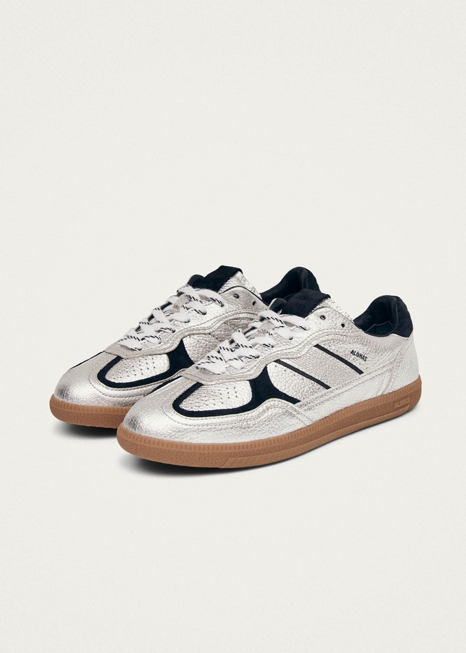 Tb.490 Grain Shimmer Silver & Navy Leather Sneakers from Alohas