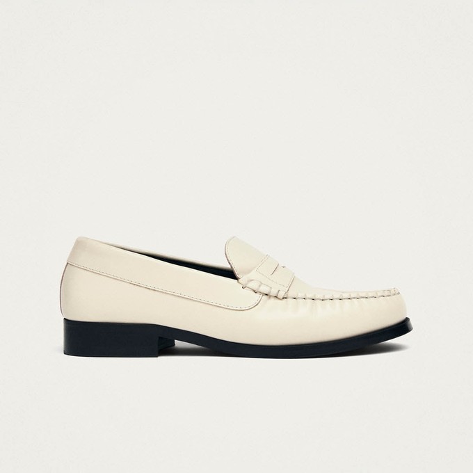 Rivet Cream Leather Loafers from Alohas