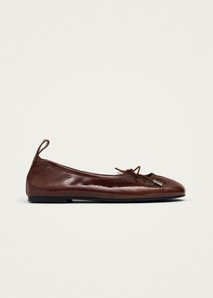 Rosalind Patent Brown Leather Ballet Flats from Alohas