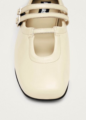 Anne Onix Cream Leather Ballet Flats from Alohas