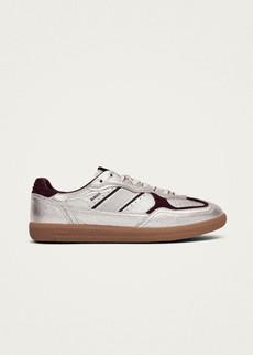 Tb.490 Grain Shimmer Silver & Burgundy Leather Sneakers via Alohas