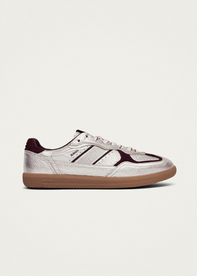 Tb.490 Grain Shimmer Silver & Burgundy Leather Sneakers from Alohas
