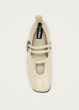 Anne Onix Cream Leather Ballet Flats from Alohas