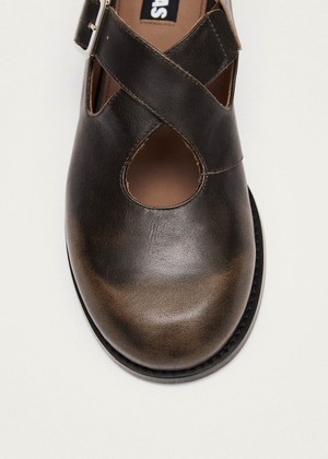 Marion Brushed Tan Leather Ballet Flats from Alohas