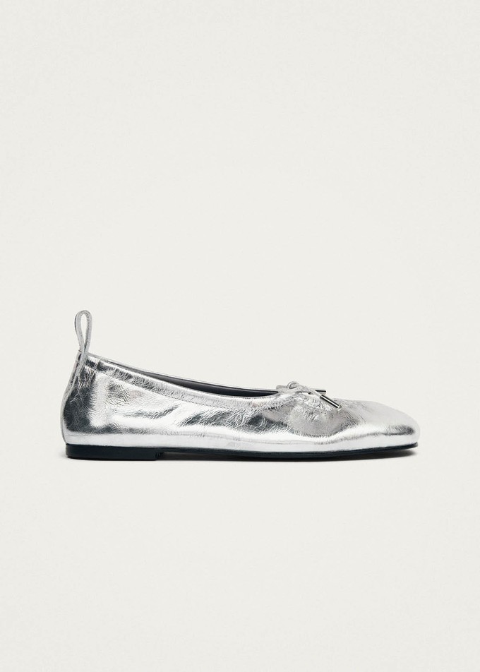 Rosalind Shimmer Silver Leather Ballet Flats from Alohas