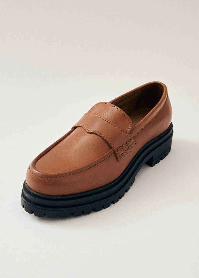 Obsidian Tan Leather Loafers from Alohas