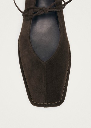 Sway Suede Coffee Brown Leather Ballet Flats from Alohas