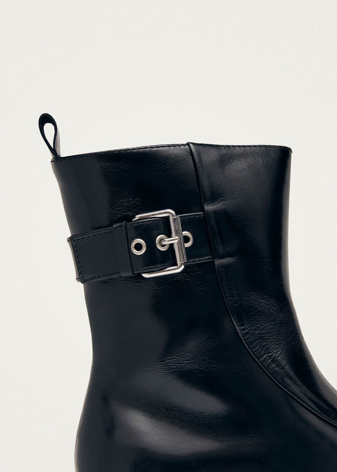 Agyness Black Leather Ankle Boots from Alohas