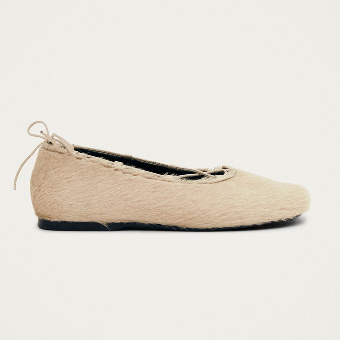 Hollis Soft Cream Leather Ballet Flats from Alohas