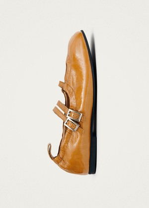 Anne Onix Honey Leather Ballet Flats from Alohas
