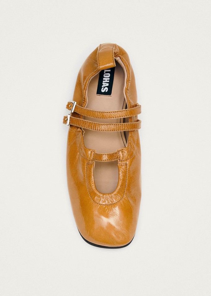 Anne Onix Honey Leather Ballet Flats from Alohas