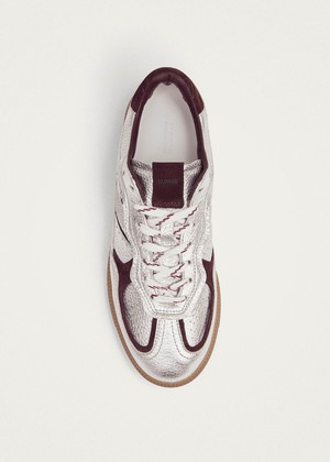 Tb.490 Grain Shimmer Silver & Burgundy Leather Sneakers from Alohas